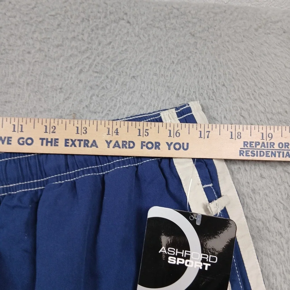Ashford Sport Board Shorts Mens XL Blue Cream Cargo Side Stripe Cotton Blend NWT